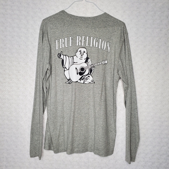 True Religion Gray Logo Long Sleeve Tee XL - Picture 3 of 4
